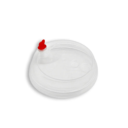 90mm PP Clear Round Sip Lid W/ Red Heart Shaped Plug