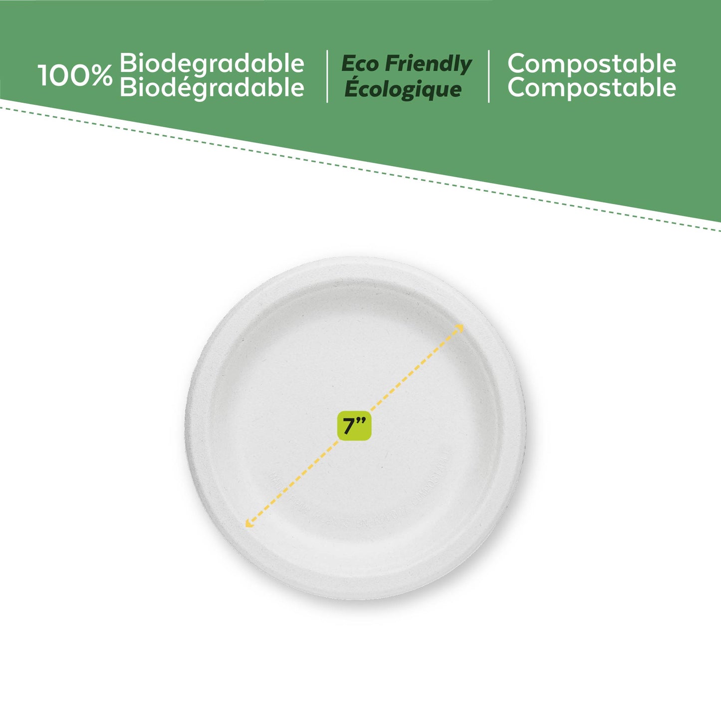 7" Round Plate made from Bagasse