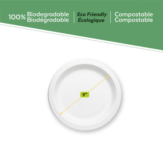 EcoPaack Bagasse 9" Round Plate