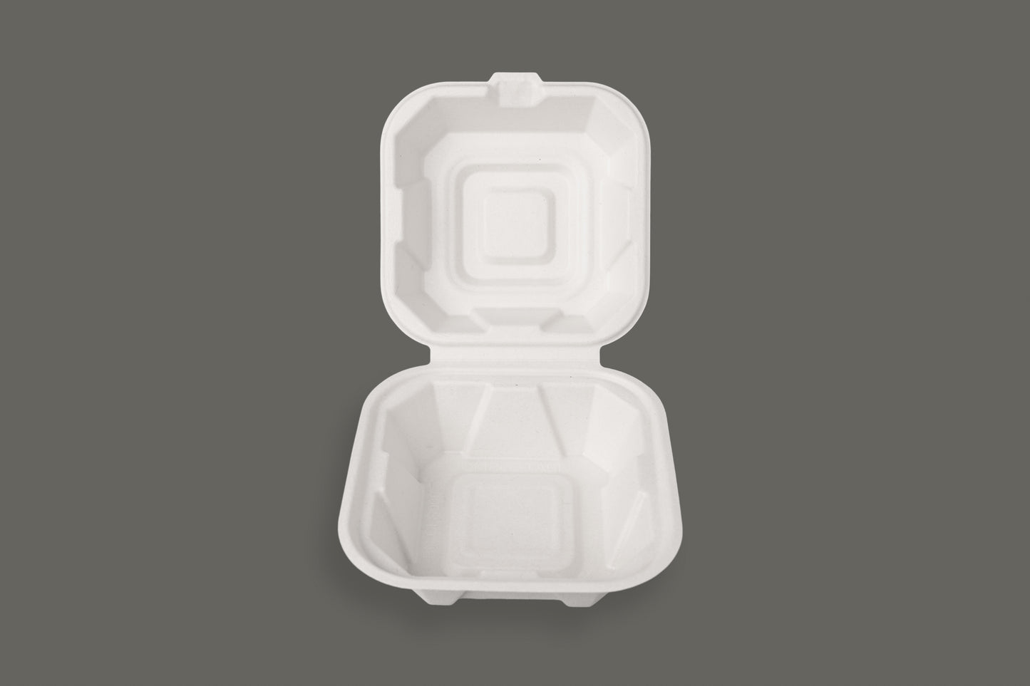 Bagasse Clamshell Container 6"x6"x3" from EcoPaack