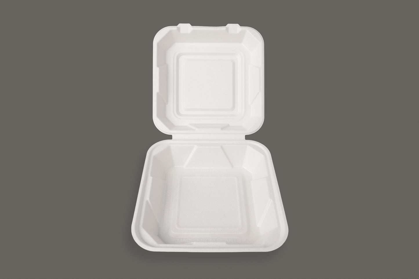 Bagasse Clamshell Container 9"x9"x3" from EcoPaack