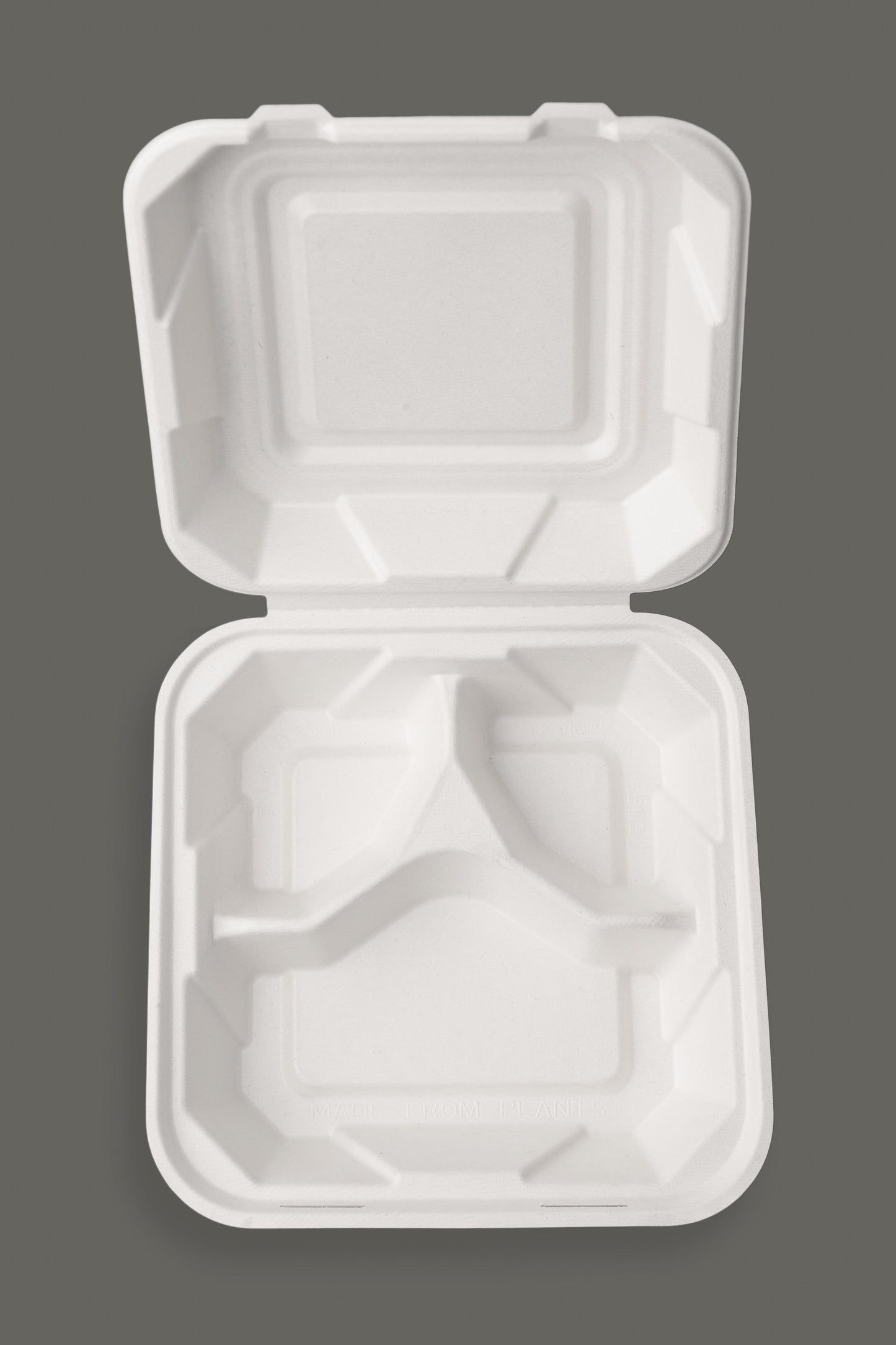 Bagasse Clamshell Container 8"x8"x3" from EcoPaack