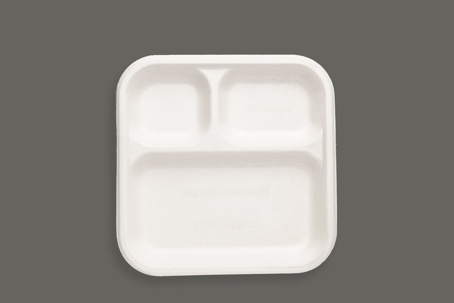 Bagasse 10" Square Plate with 3 Compartments from EcoPaack