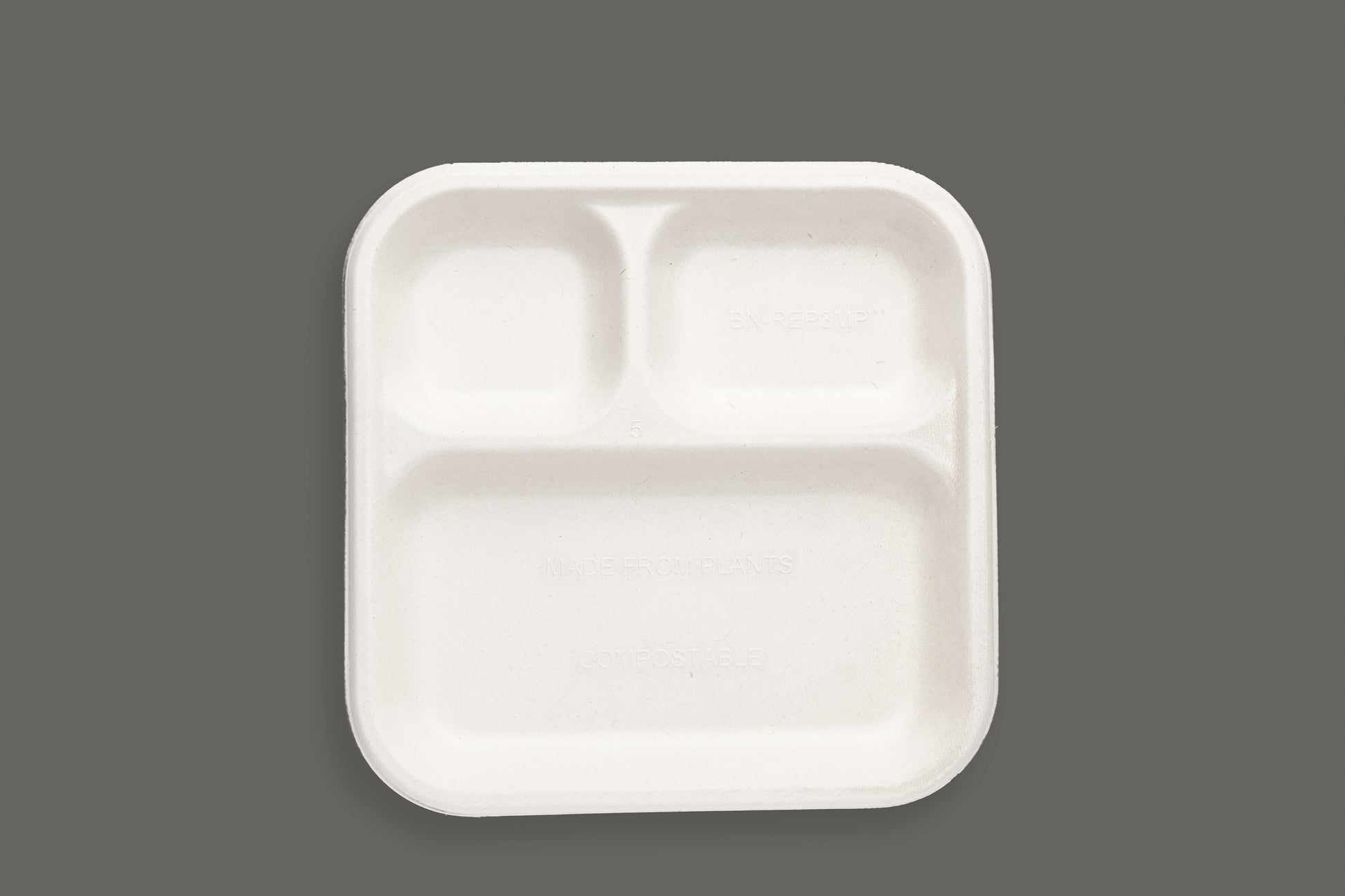 Bagasse 10" Square Plate with 3 Compartments from EcoPaack