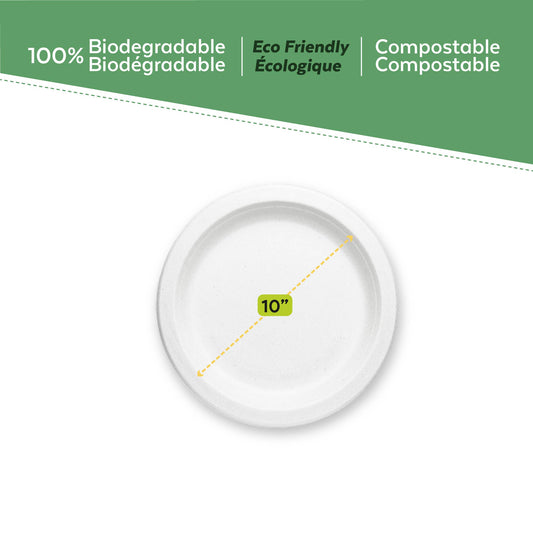 EcoPaack Bagasse 10" Round Plate